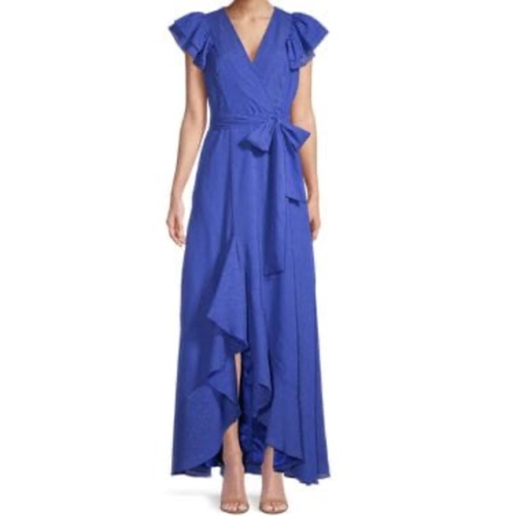 Calvin Klein Dresses & Skirts - Calvin Klein Metallic Ruffle Tie-Front Dress - 10